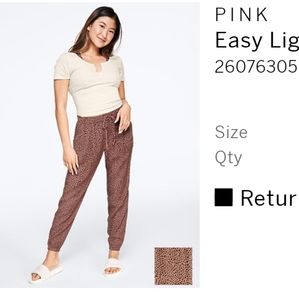 NWT PINK Easy Light weight joggers